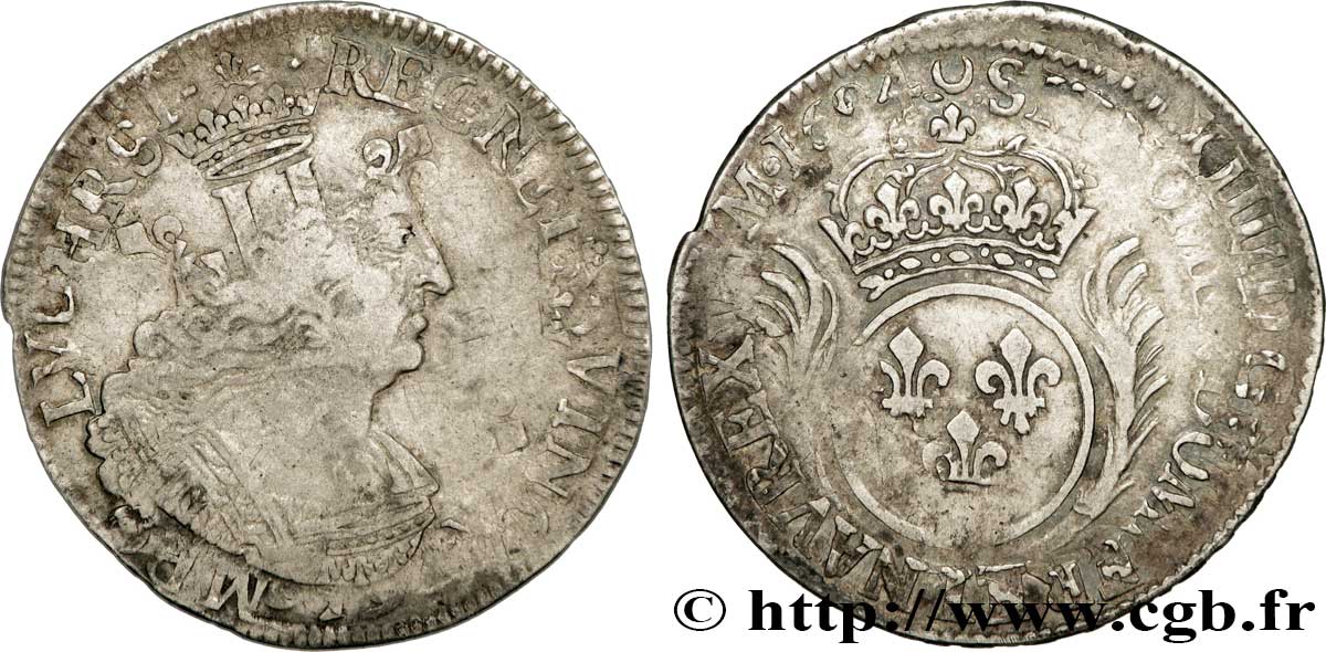 LOUIS XIV  THE SUN KING  Demi-écu aux palmes 1694 Atelier indéterminé SS