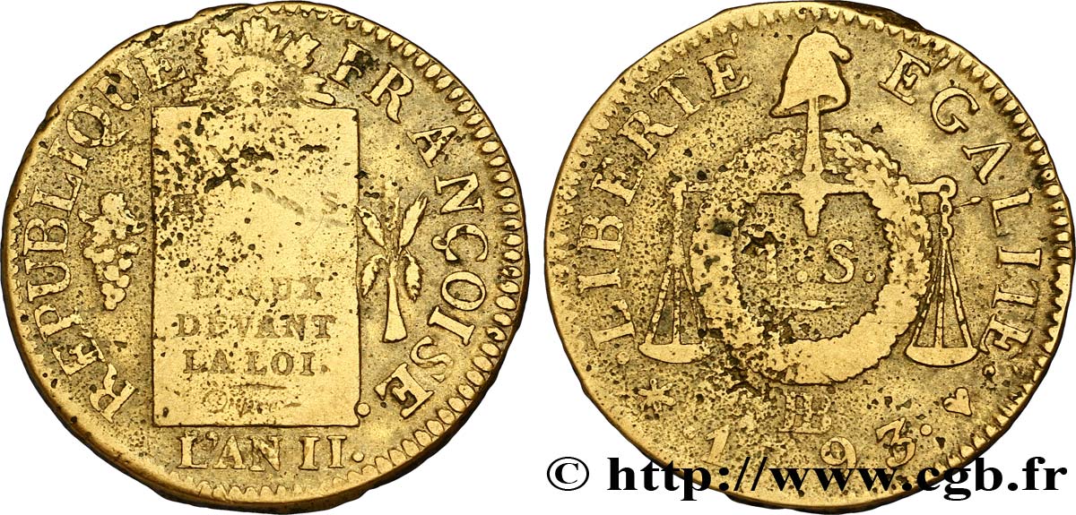 CONVENCION NACIONAL 1 sol dit  à la table de loi  1793 Strasbourg BC