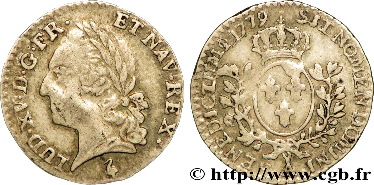 LOUIS XVI Vingtième d&nbsp;écu aux branches d&nbsp;olivier, buste lauré 1779 Paris VF