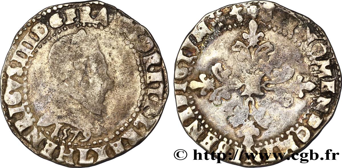 HENRY III Franc au col plat 1579 Bayonne SGE