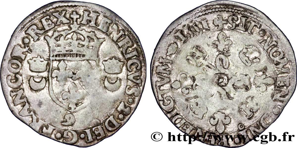 HENRI II Douzain aux croissants 1551 Rennes TB+