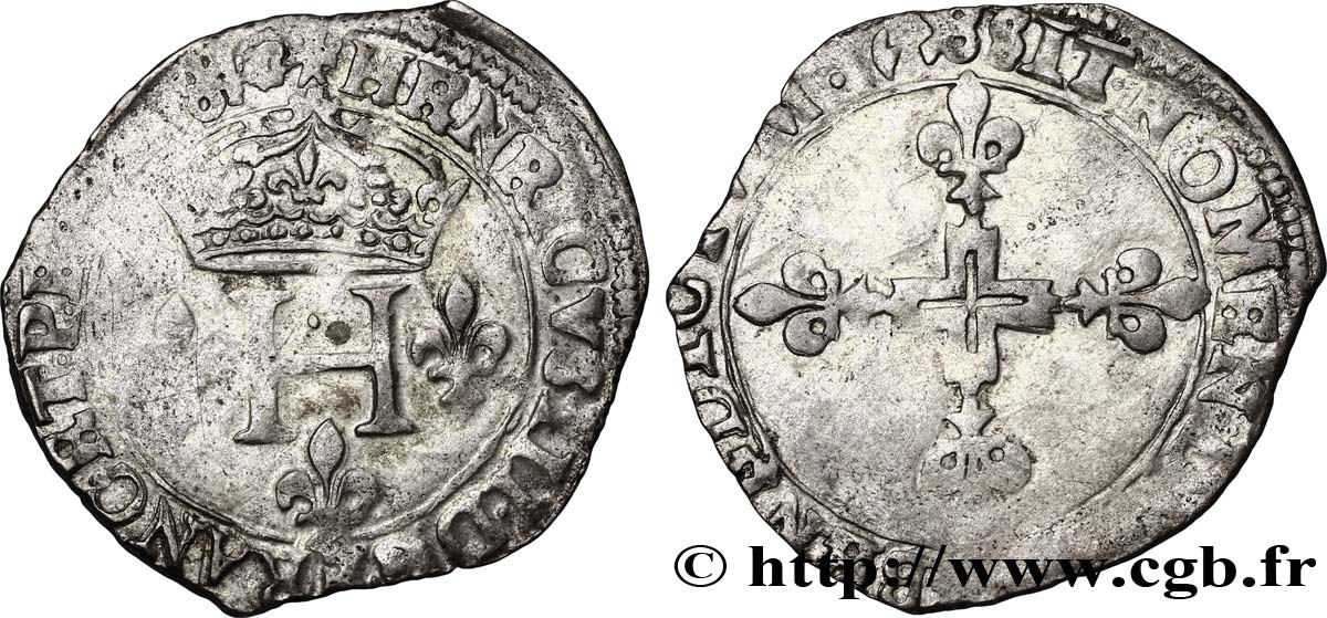 HENRI III Double sol parisis, 2e type 1584 Aix-en-Provence TB+