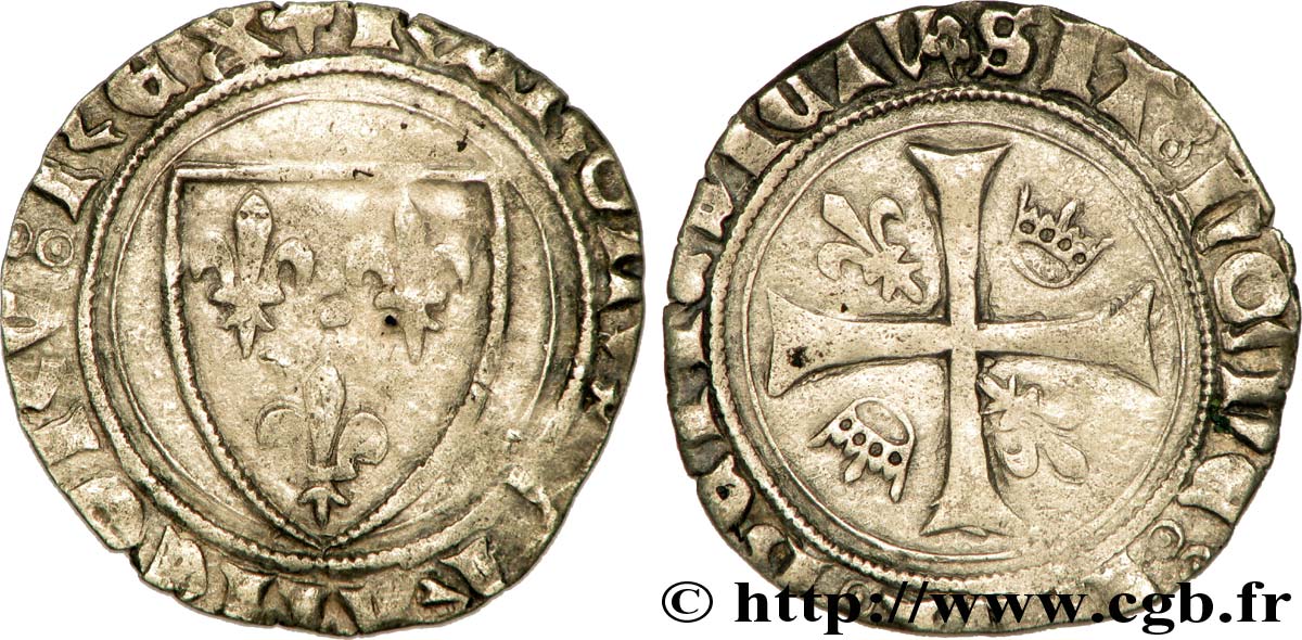 CHARLES VI LE FOU OU LE BIEN AIMÉ Blanc dit &nbsp;guénar&nbsp; n.d. Lyon TTB