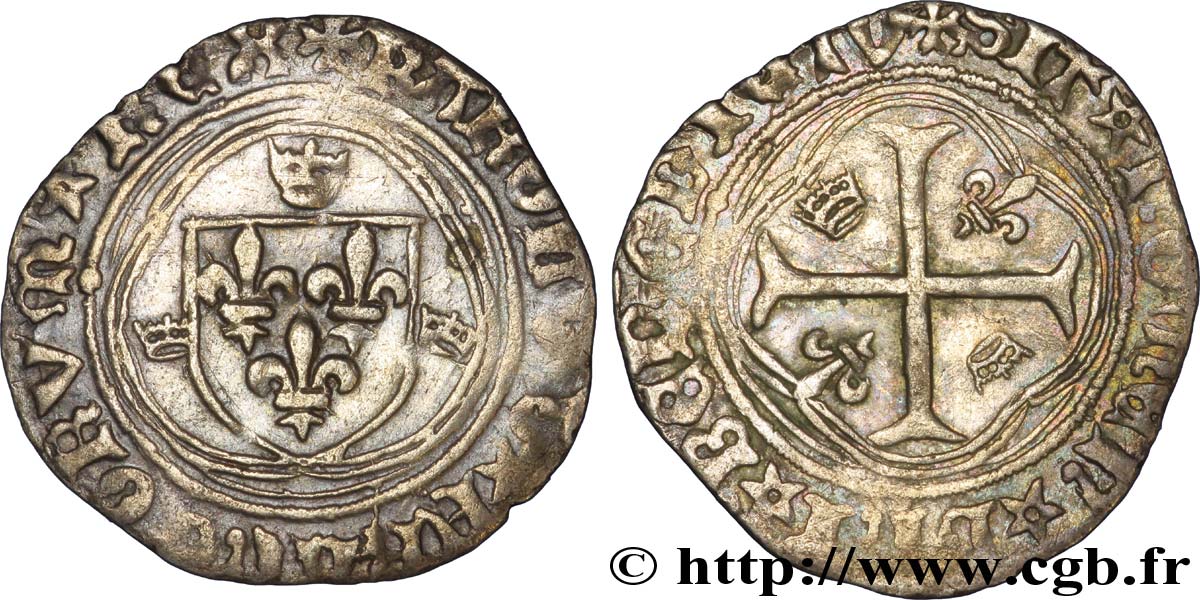 CHARLES VII LE VICTORIEUX Blanc à la couronne n.d. Tournai TTB+