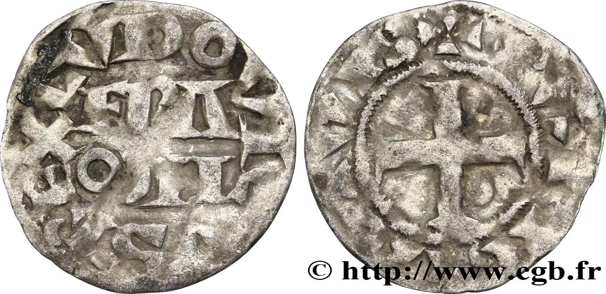 LUIS VII  THE YOUNG  Denier parisis, 3e type n.d. Paris BC+/BC