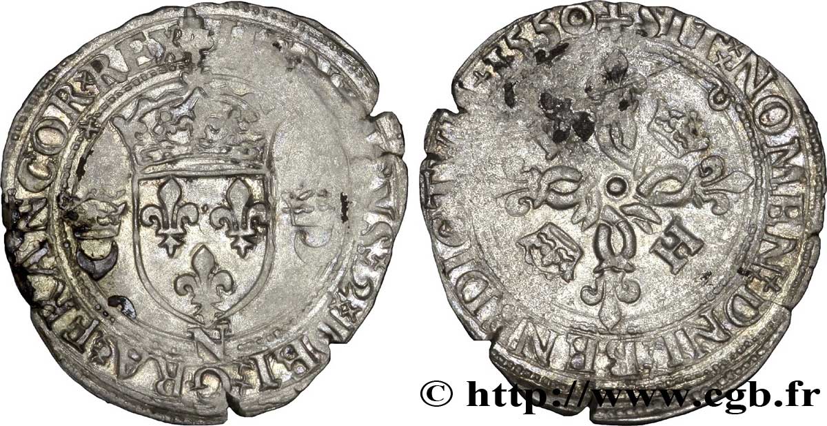 HENRI II Douzain aux croissants 1550 Montpellier TTB