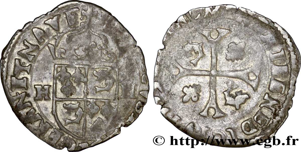 HENRY IV Douzain du Dauphiné aux deux H, 1er type 1593 Grenoble BC+/BC