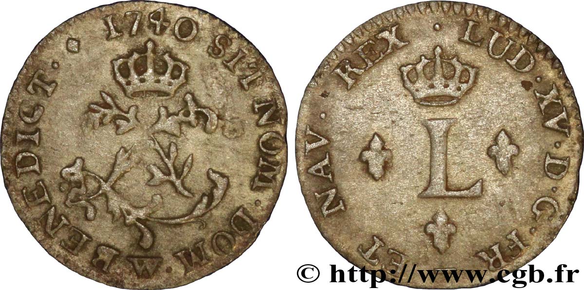 LOUIS XV DIT LE BIEN AIMÉ Sol de billon 1740 Lille TTB+