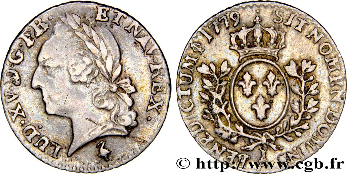 LOUIS XVI Vingtième d&nbsp;écu aux branches d&nbsp;olivier, buste lauré 1779 Paris TB+