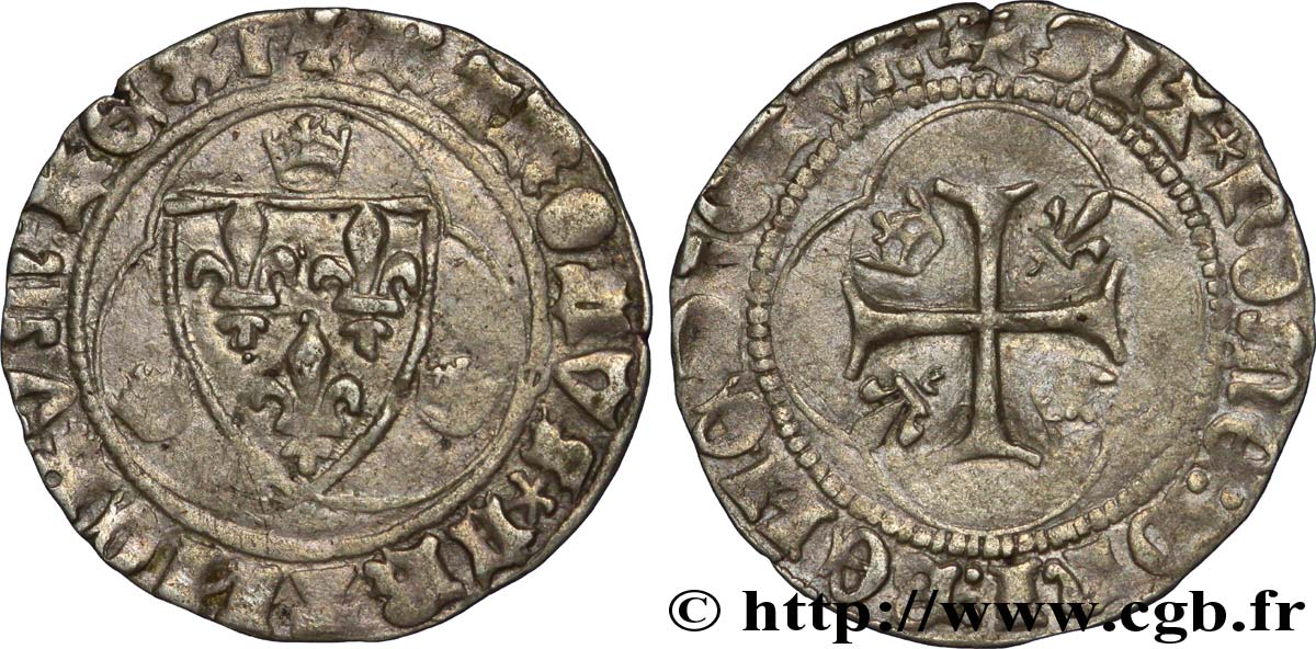 CHARLES VII LE VICTORIEUX Blanc à la couronne n.d. Tours TB+/TTB