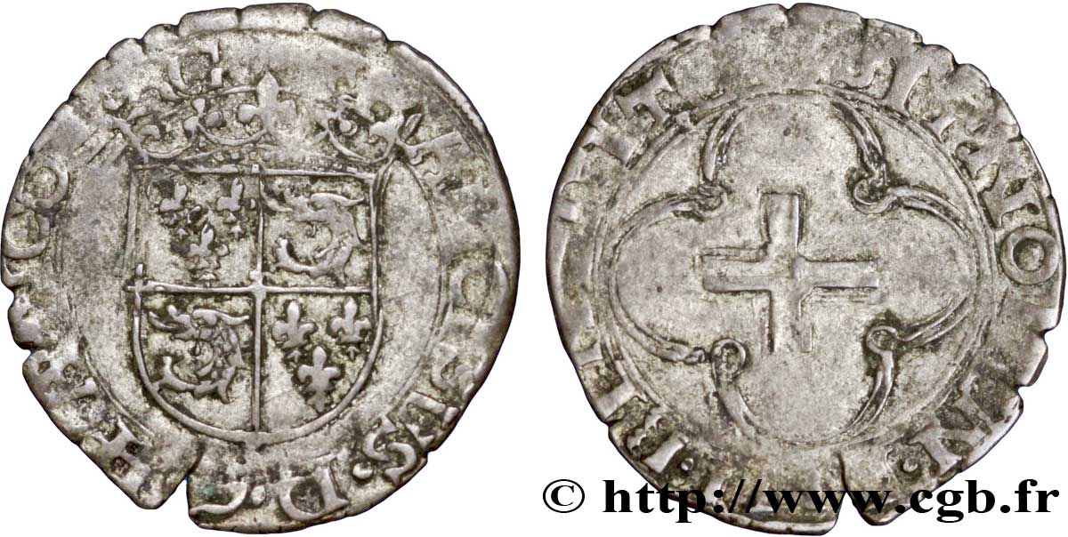 FRANCOIS I Douzain à la croisette du Dauphiné, 2e type, sans polylobe au droit n.d. Grenoble fSS