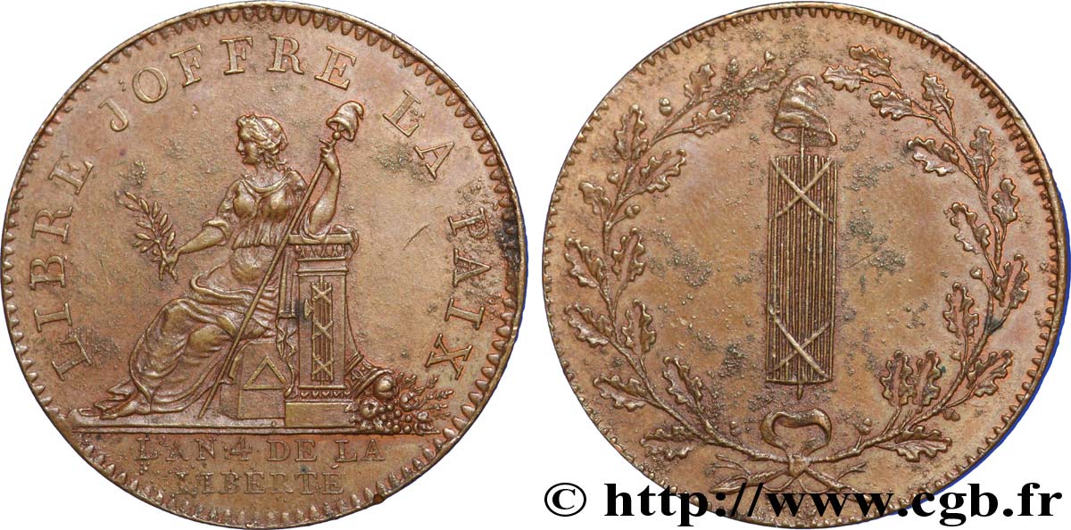 CONFIANCE (MONNAIES DE...) Essai de Brézin à la Paix 1792 Paris SUP