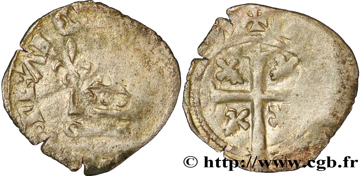 JEAN II LE BON Double tournois, 5e type n.d. s.l. B+