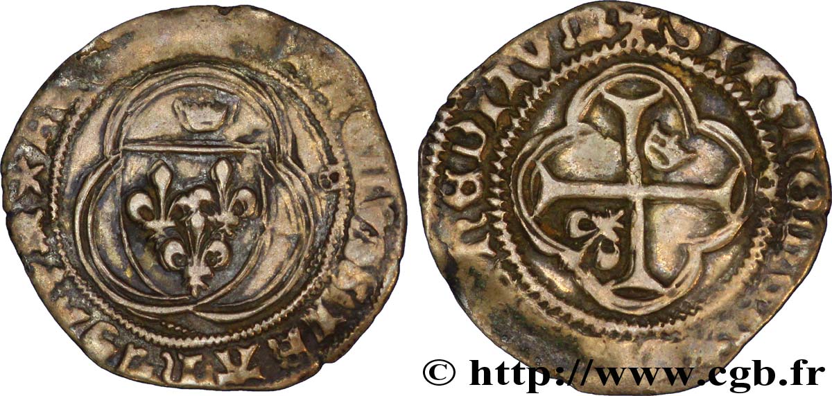 CHARLES VII LE VICTORIEUX Petit blanc à la couronne n.d. Toulouse TB+