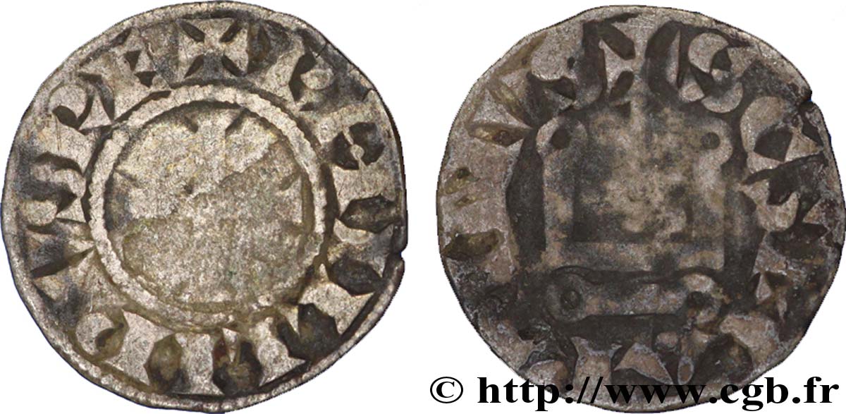PHILIPPE II DIT  PHILIPPE AUGUSTE  Denier tournois n.d. Saint-Martin de Tours AB