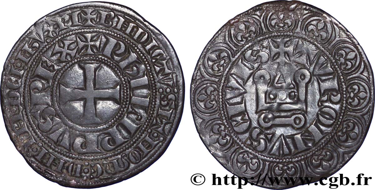 PHILIPPE IV LE BEL Gros tournois à l&nbsp;O long n.d. s.l. TTB