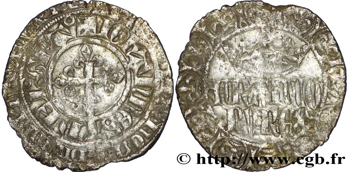 JEAN II LE BON Blanc à la couronne n.d. s.l. TB+
