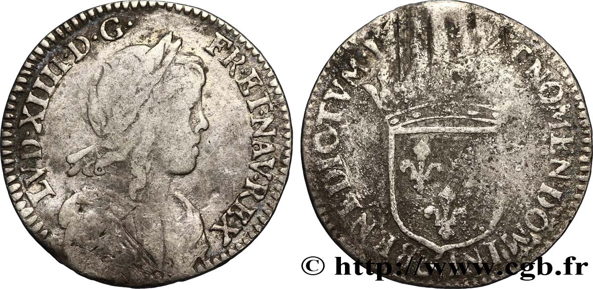 LOUIS XIV LE GRAND OU LE ROI SOLEIL Douzième d&nbsp;écu, portrait à la mèche longue n.d. Aix-en-Provence TB+
