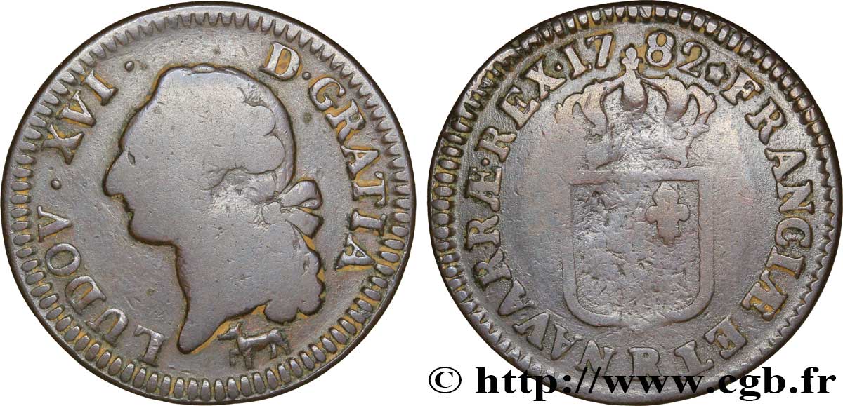 LOUIS XVI Sol dit  à l écu  1782 Orléans B+/TB