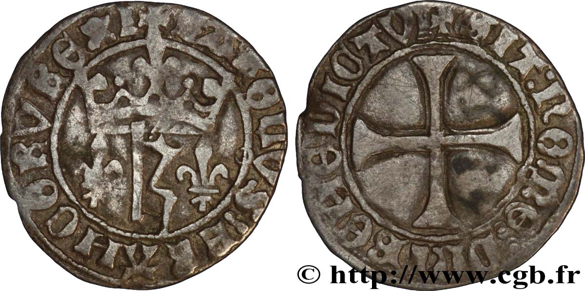 CHARLES VII LE VICTORIEUX Petit blanc au K ou des  gens d armes  n.d. Tours TB+