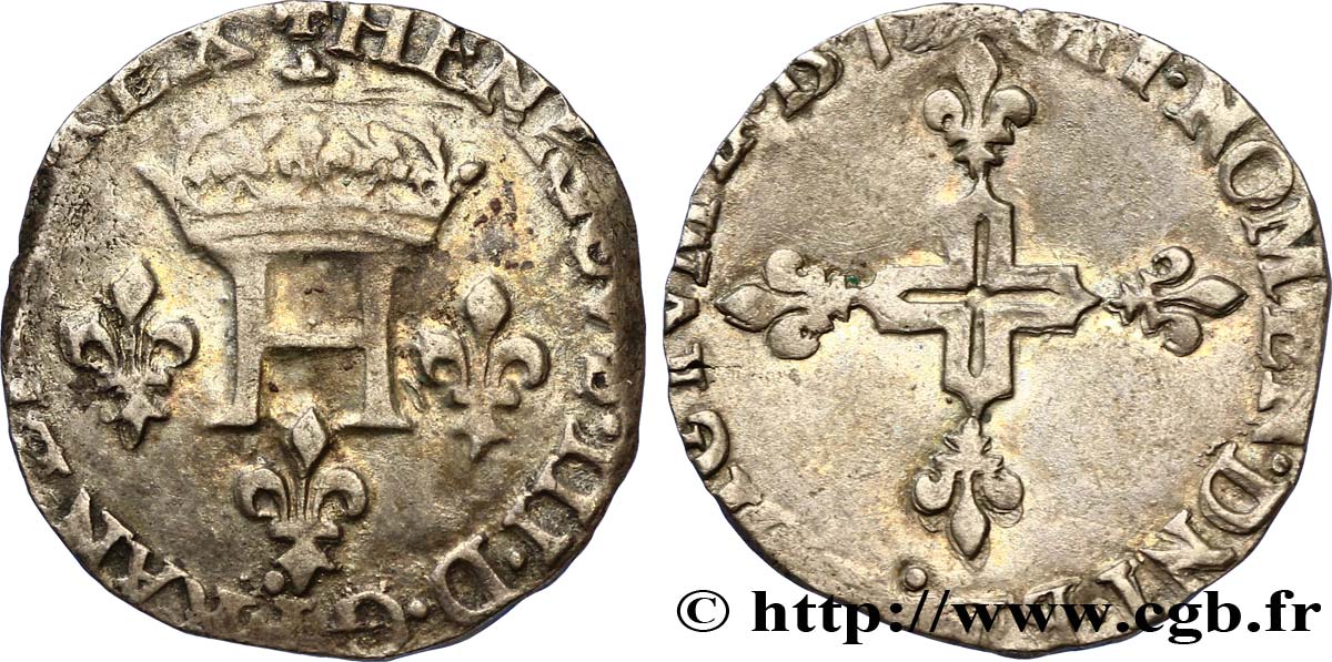 HENRI III Double sol parisis, 2e type n.d. Troyes TTB