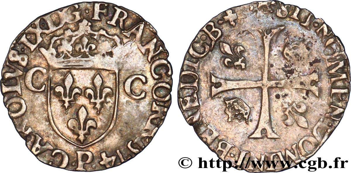 CHARLES IX Douzain aux deux C, 1er type 1574 Dijon TTB