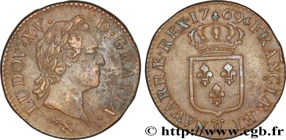 LOUIS XV DIT LE BIEN AIMÉ Sol dit “à la vieille tête” 1769 Besançon TTB