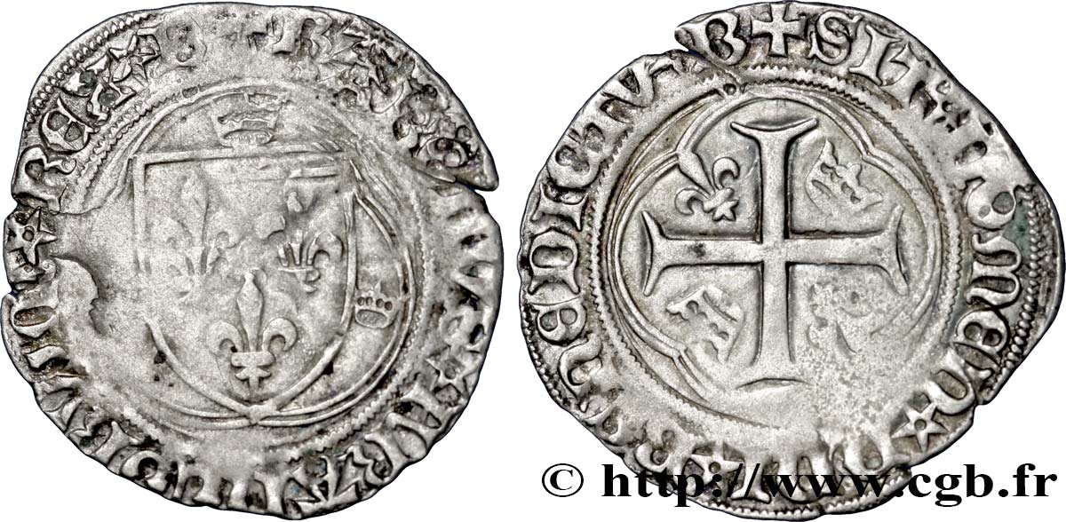 CHARLES VII  THE WELL SERVED  Blanc à la couronne n.d. Bourges VF