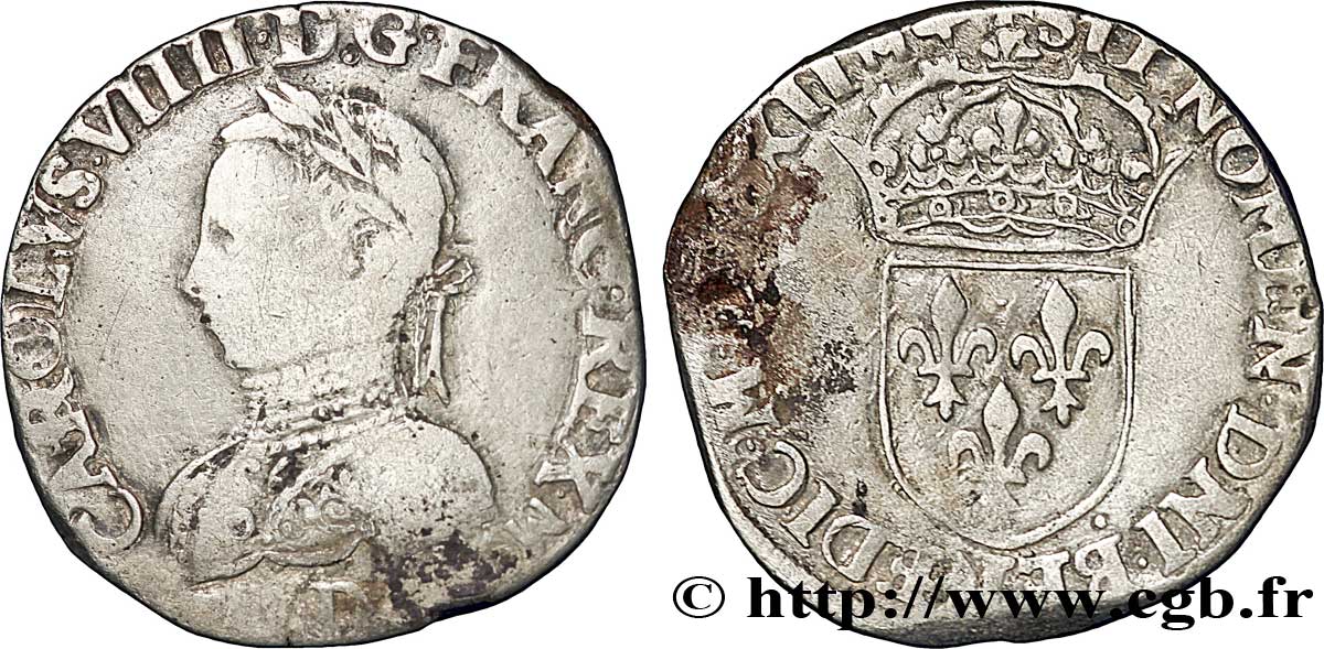 CHARLES IX Teston, 6e type 1562 Lyon TB