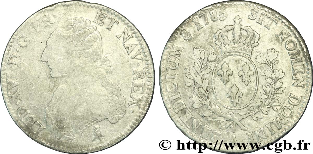 LOUIS XVI Écu aux branches d olivier 1785 Paris S/fSS