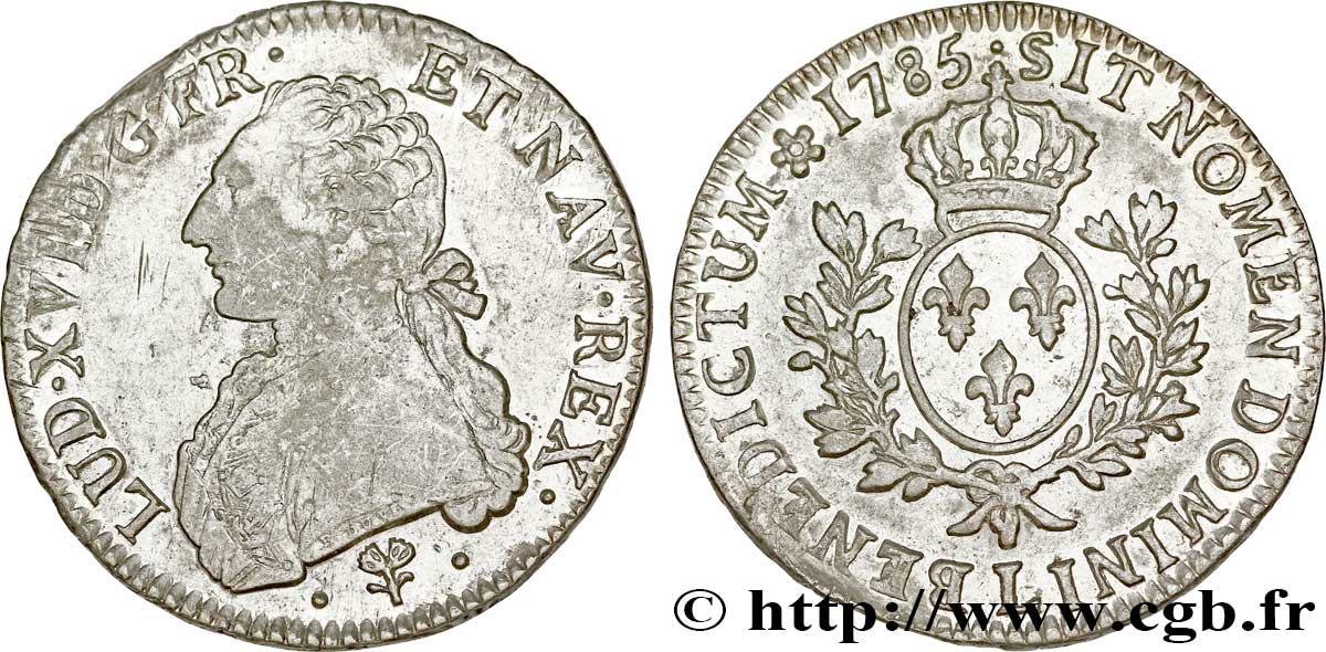 LOUIS XVI Écu aux branches d&nbsp;olivier 1785 Bayonne TTB/TTB+