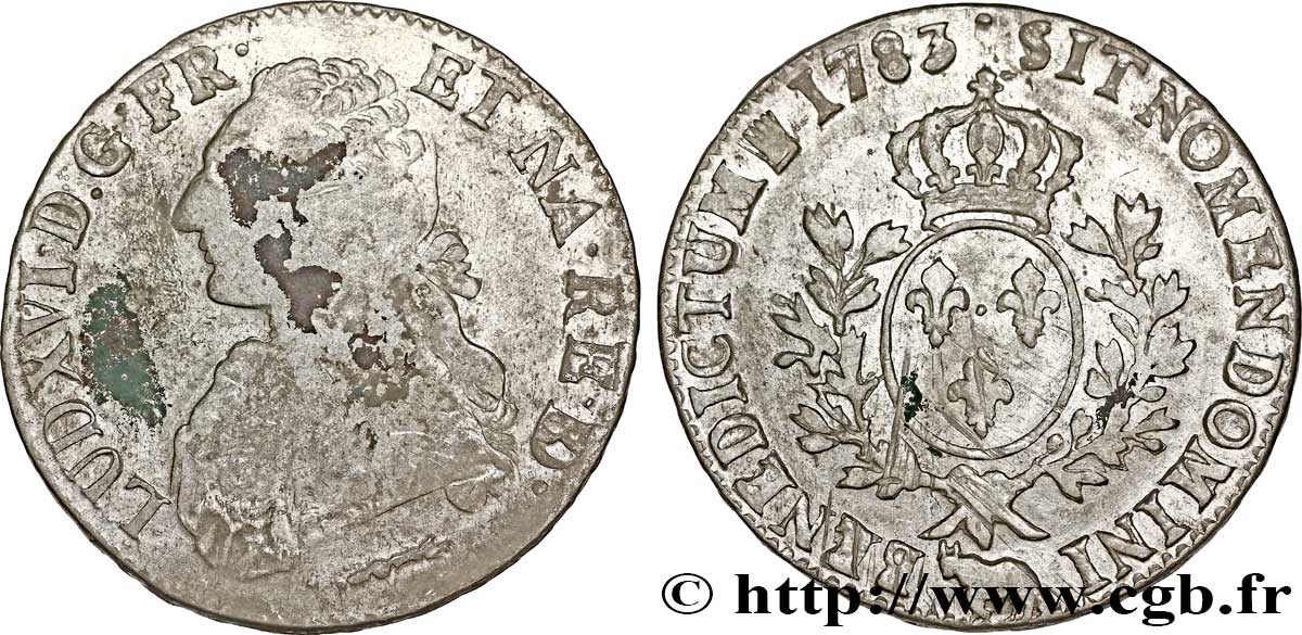 LOUIS XVI Écu aux branches d&nbsp;olivier 1783 Pau TB/TTB