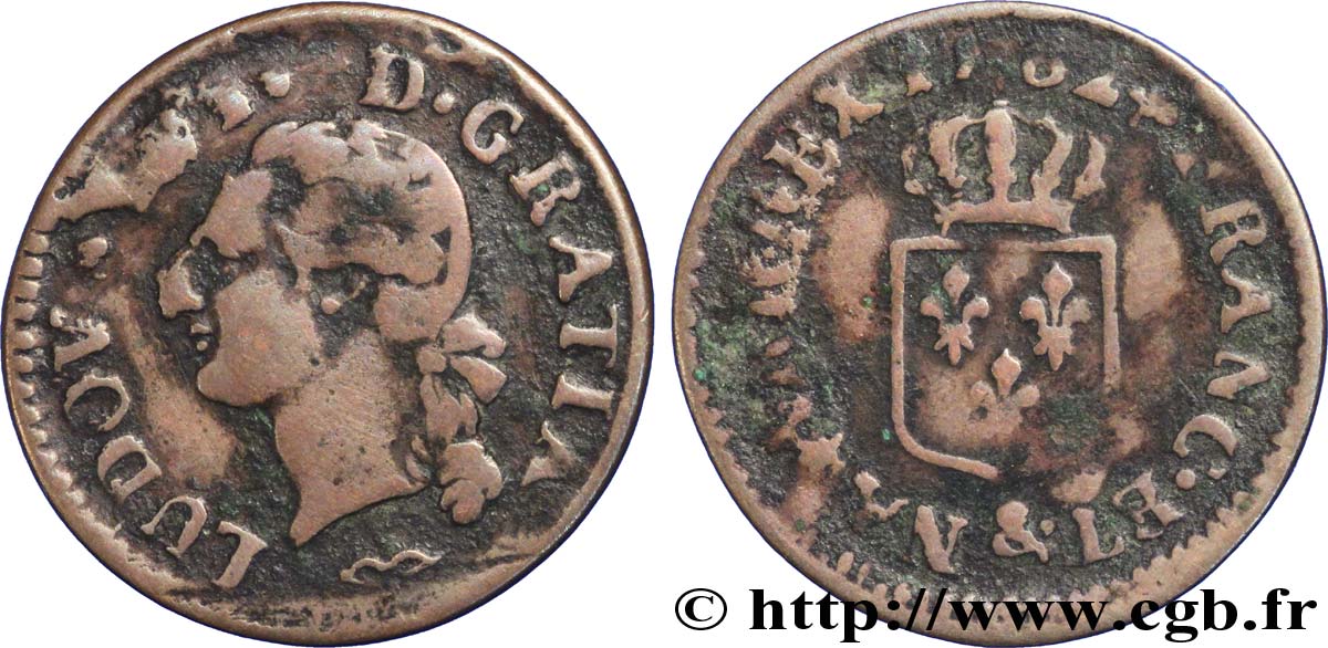 LOUIS XVI Liard dit “à l écu” 1782 Aix-en-Provence TB/B+