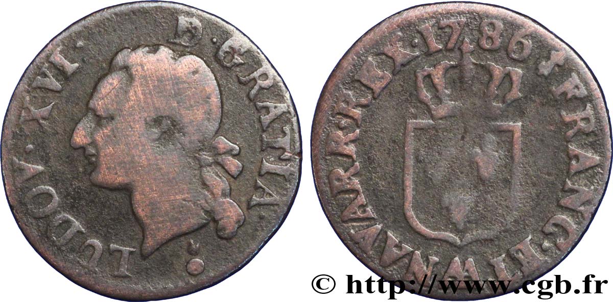 LOUIS XVI Liard dit “à l&nbsp;écu” 1786 Metz TB
