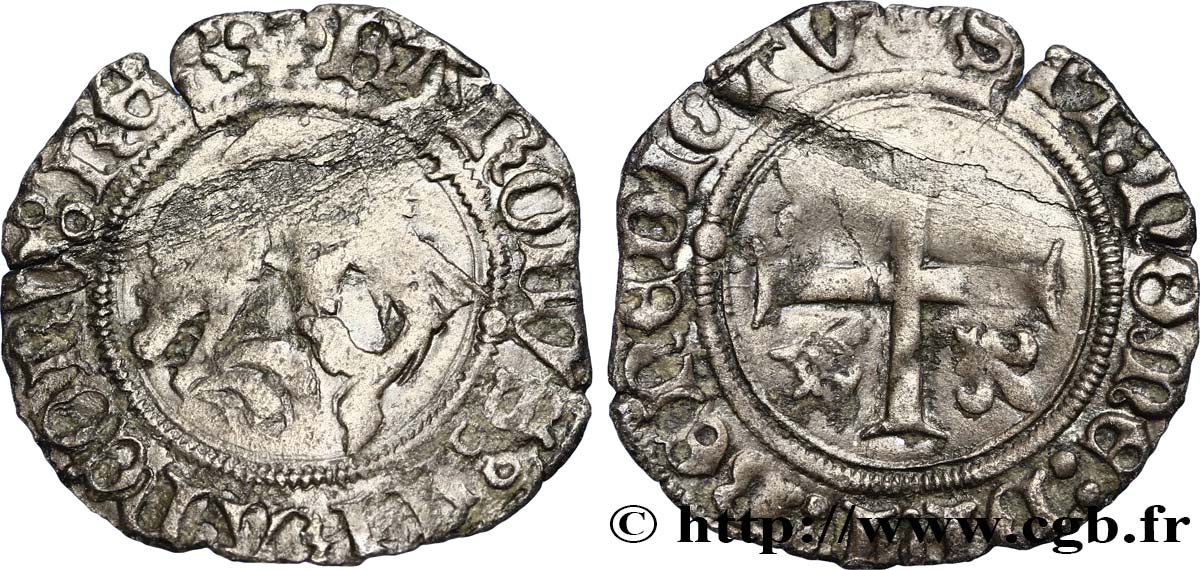 CHARLES VIII Liard au dauphin n.d. Rouen TB+