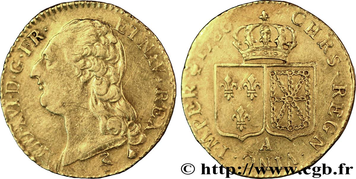 LOUIS XVI Louis d or aux écus accolés 1786 Paris MBC+/MBC