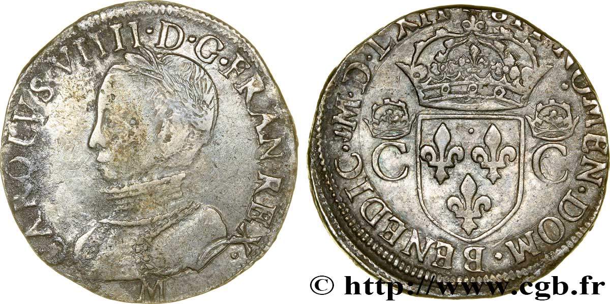 CHARLES IX Teston, 2e type 1562 Toulouse XF