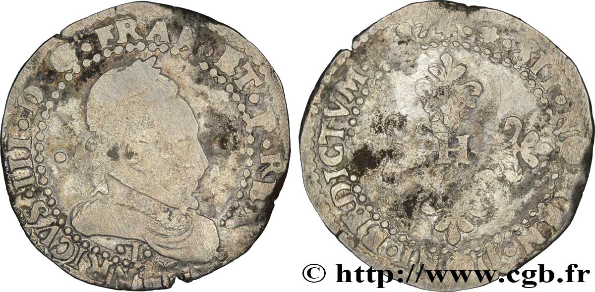 HENRI III Demi-franc au col plat 1587 Limoges TB+