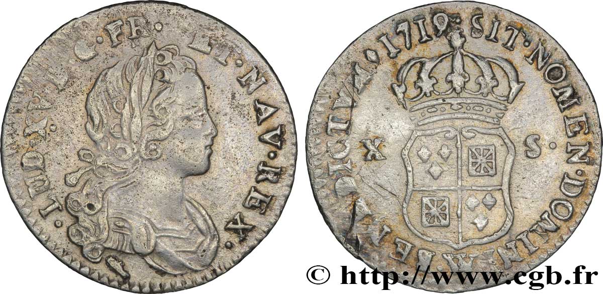 LOUIS XV DIT LE BIEN AIMÉ X sols de Navarre 1719 Lille TTB