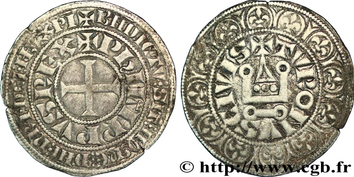 PHILIPPE III LE HARDI ET PHILIPPE IV LE BEL - MONNAYAGE COMMUN (à partir de 1280) Gros tournois à l&nbsp;O rond n.d.  TB+