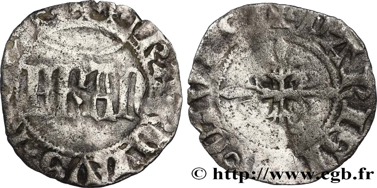CHARLES VI LE FOU OU LE BIEN AIMÉ Denier parisis n.d. s.l. TB