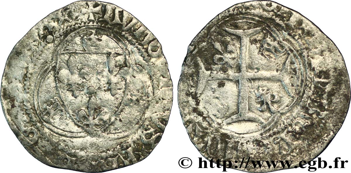LOUIS XI LE PRUDENT Blanc à la couronne n.d. Saint-Lô TB+