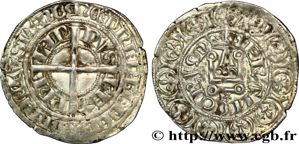 PHILIPPE VI DE VALOIS Gros à la couronne n.d. s.l. TTB+