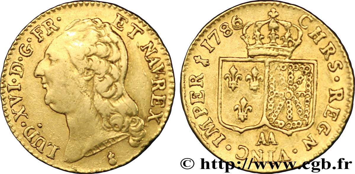 LOUIS XVI Louis d or aux écus accolés 1786 Metz q.BB/BB