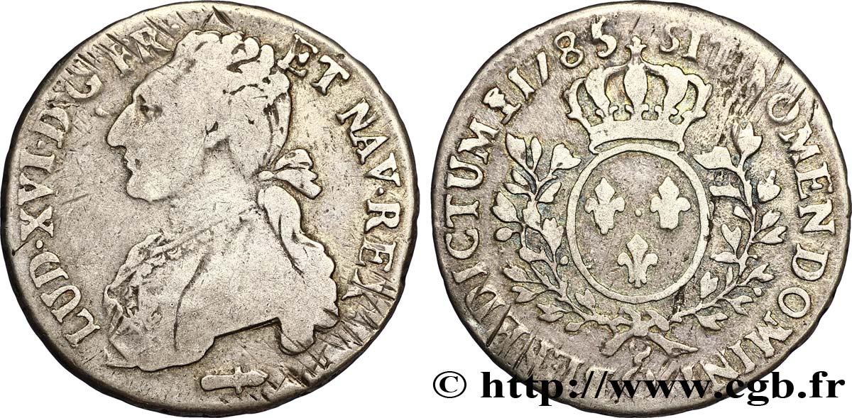 LOUIS XVI Demi-écu aux branches d&nbsp;olivier 1785 Perpignan TB