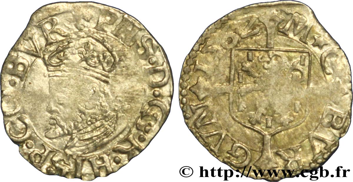 COUNTY OF BURGUNDY - PHILIPPE II OF SPAIN Petit blanc ou demi-carolus 1562 Dole AU