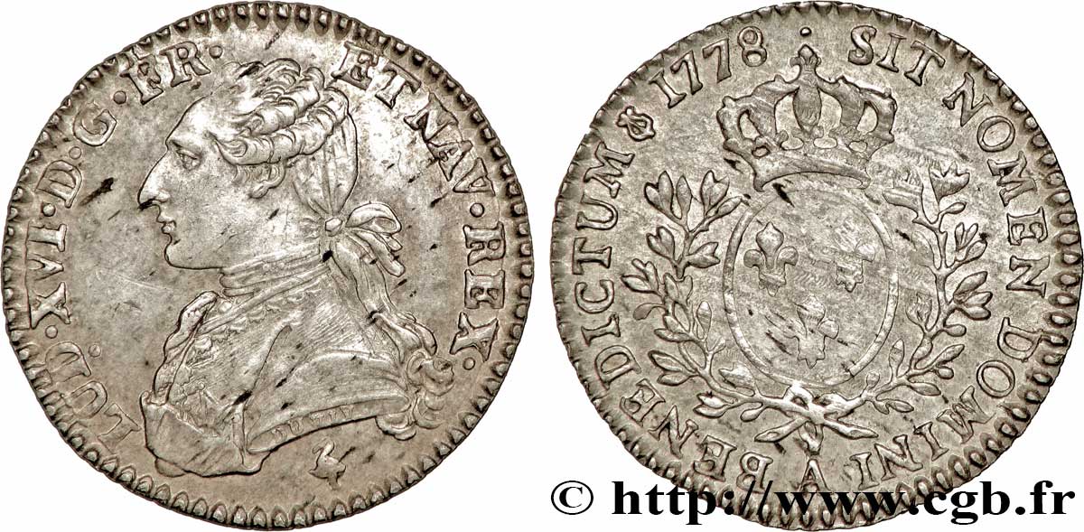 LOUIS XVI Dixième d&nbsp;écu aux branches d&nbsp;olivier 1778 Paris TTB+/TTB