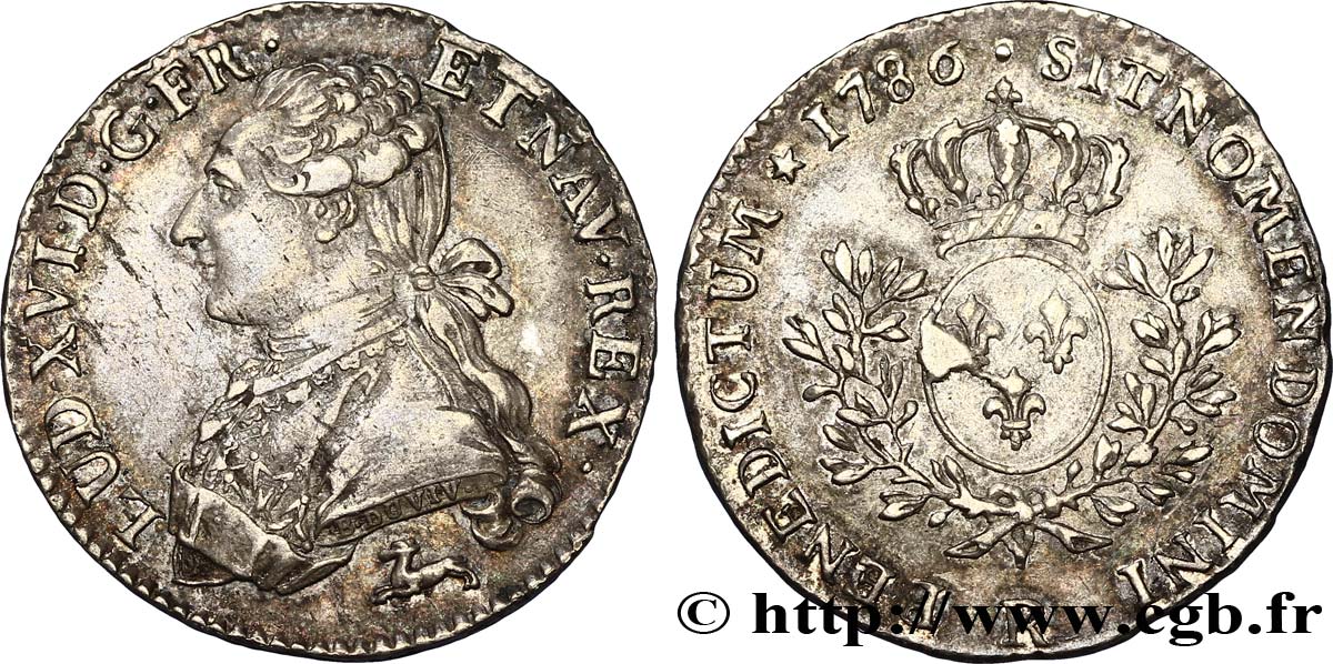 LOUIS XVI Cinquième d&nbsp;écu aux branches d&nbsp;olivier 1786 Orléans TTB+