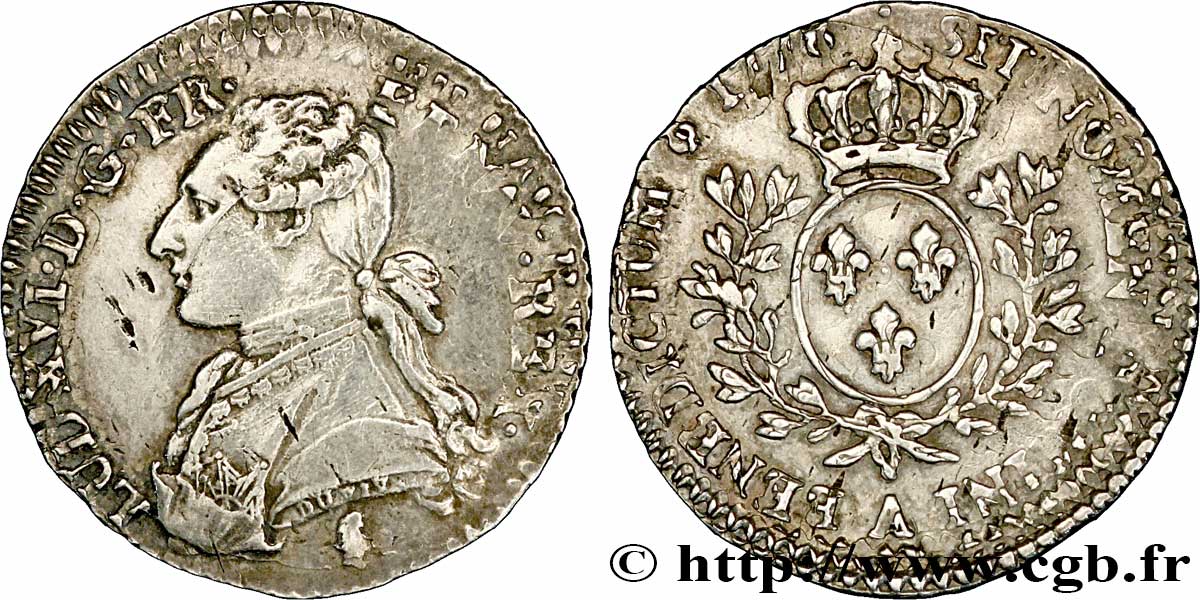 LOUIS XVI Dixième d&nbsp;écu aux branches d&nbsp;olivier 1776 Paris TTB