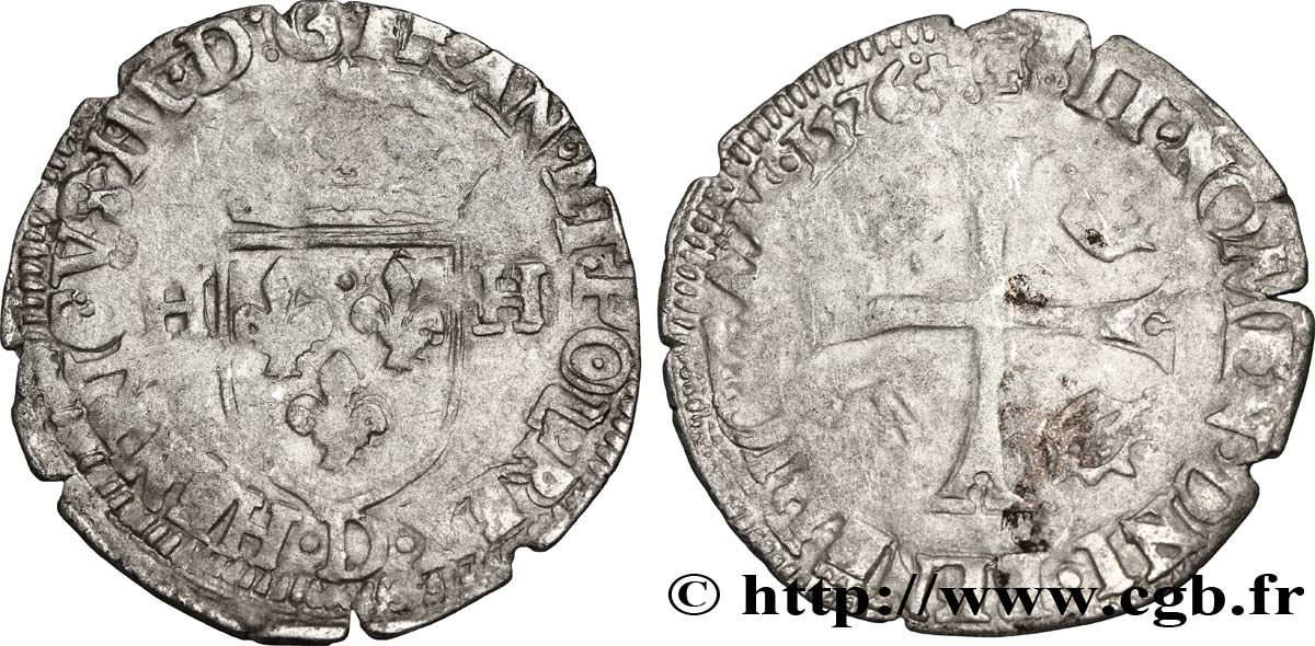HENRI III Douzain aux deux H, 1er type 1576 Lyon TB+